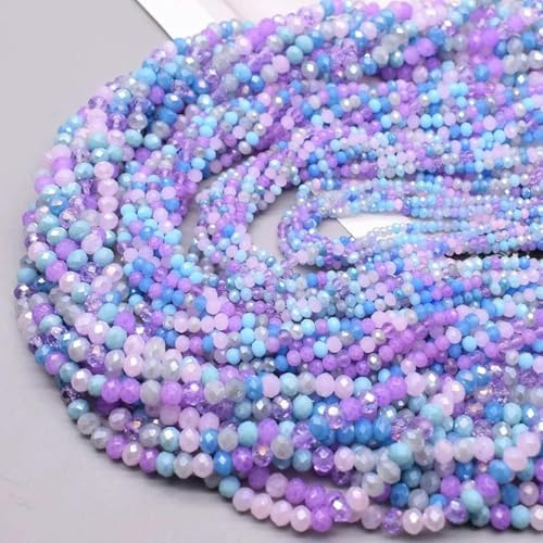 Gemischte Farben 2 mm 3 mm 4 mm Kristallrondellperlen facettierte Glasperlen lose Abstandsperlen zur Schmuckherstellung DIY Damenarmband 21 3 mm ca. 120 Stück von KJJMN