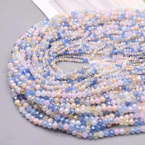 Gemischte Farben 2 mm 3 mm 4 mm Kristallrondellperlen facettierte Glasperlen lose Abstandsperlen zur Schmuckherstellung DIY Damenarmband 22 3 mm ca. 120 Stück von KJJMN