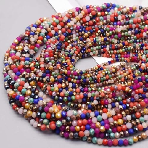 Gemischte Farben 2 mm 3 mm 4 mm Kristallrondellperlen facettierte Glasperlen lose Abstandsperlen zur Schmuckherstellung DIY Damenarmband 23 2 mm ca. 160 Stück von KJJMN