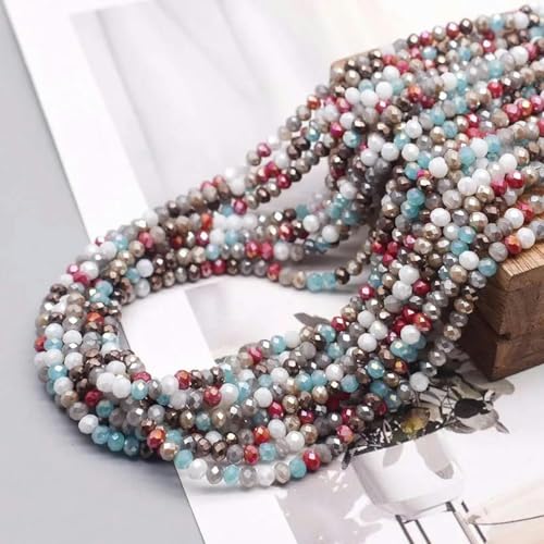 Gemischte Farben 2 mm 3 mm 4 mm Kristallrondellperlen facettierte Glasperlen lose Abstandsperlen zur Schmuckherstellung DIY Damenarmband 33 2 mm ca. 160 Stück von KJJMN