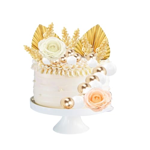 KJLEEN 30 Stück Tortendeko Gold für Hochzeit Geburtstag Kuchen Deko Geburtstag Cake Topper Hochzeit Tortendeko Blumen Kugeln für Babyparty Geburtstag Mädchen Jugendweihe Tortendeko von KJLEEN