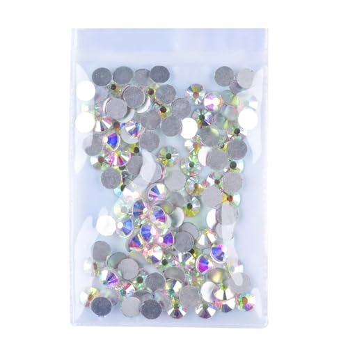 KJUUQBZL Kristall AB Glitzer Strass Glas Nicht Hotfix Strasssteine ​​Flatback Diamant Nail Art Dekorationen(Crytal AB,SS50-144pcs) von KJUUQBZL