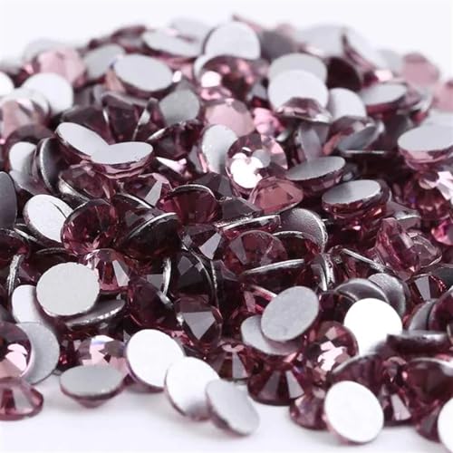 KJUUQBZL Kristall Nicht Hotfix Strass Super Helle Glas Strass 3D Nail Art Dekoration DIY Kleid Kleidung(Light Amethyst,Ss10 1440pcs) von KJUUQBZL