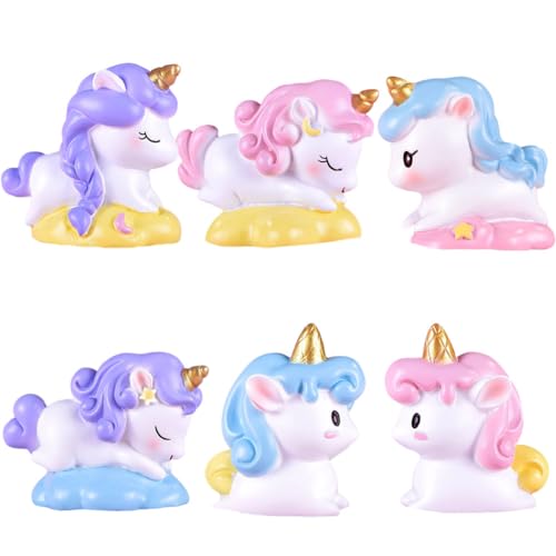 KJoet 6 Stück Einhorn Geburtstagstorte Dekoration, Einhorn Cake Figuren, Einhorn Mini Figuren, Geschenke für Mädchen Kinder Birthday Party Dekoration von KJoet