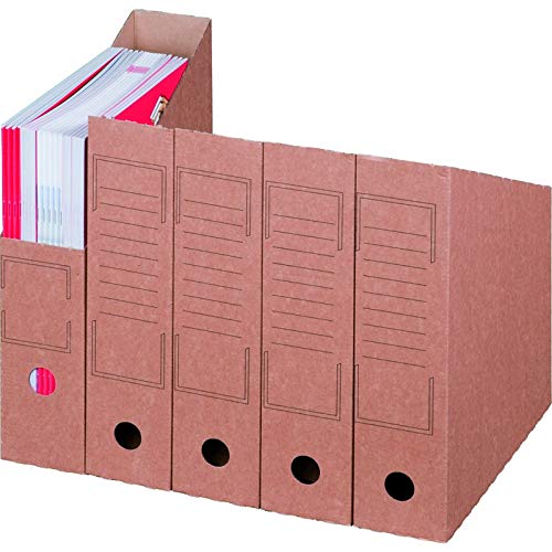 KK Verpackungen® Archiv-Stehsammler | 20 Stück, Stehordner mit großem Beschriftungsfeld & 75mm Rückenbreite | Zeitschriftensammler aus Wellpappe mit Grifflöchern auf Vorder- & Rückseite in Weiß von KK Verpackungen