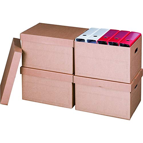 KK Verpackungen® Archivboxen | 10 Stück, Archivschachteln mit Stülpdeckel für bis zu 5 Ordner | Archivkartons mit Beschriftungsfeldern in Braun von KK Verpackungen