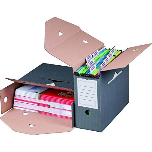 KK Verpackungen® Archivboxen für Hängemappen | 10 Stück, 330x120x265mm | Wiederverschließbare Archivschachteln mit Beschriftungsfeldern | Archivkartons mit 12cm Rückenbreite von KK Verpackungen