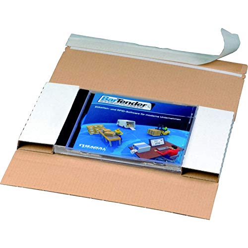 KK Verpackungen® CD-Versandverpackungen | 100 Stück, Versandkarton in DIN lang für 1 CD/DVD Jewel Case | Portooptimierte Versandtaschen aus Wellpappe in Weiß von KK Verpackungen