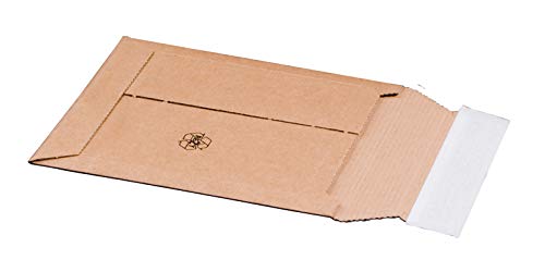 KK Verpackungen® Versandtasche aus Wellpappe für CD | 100 Stück, 145x190x25mm, Versandverpackung mit Selbstklebeverschluss & Aufreißfaden | Karton-Versandtasche für flachliegende Gegenstände von KK Verpackungen