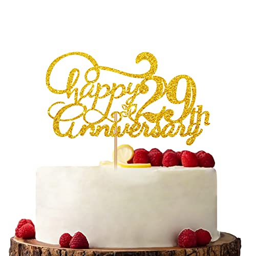 Gold Happy 29th Anniversary Cake Topper Verlobung Jahrestag Kuchen Topper Glitzer Kuchen Dekorationen für 29 Jahrestag Hochzeit Party von KKAIRA