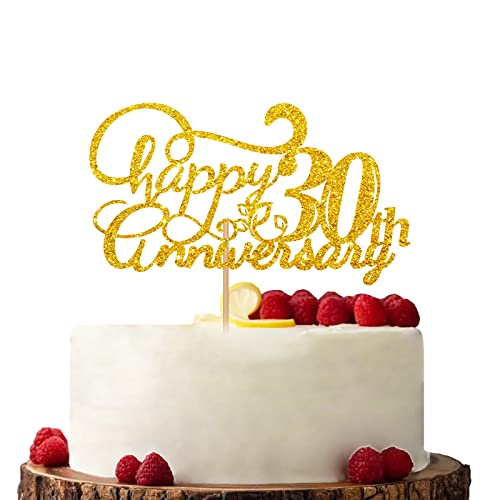 Gold Happy 30th Anniversary Cake Topper Verlobung Jahrestag Kuchen Topper Glitzer Kuchen Dekorationen für 30. Jahrestag Hochzeit Party von KKAIRA