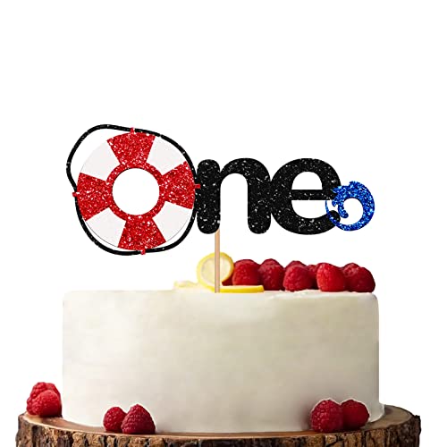 Schwarz & Rot Boje One Cake Topper Happy 1st Birthday Cake Topper Glitzer Kuchen Dekorationen für Baby's First Birthday Jubiläum Party von KKAIRA