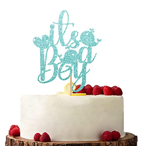 Tortenaufsatz "It's A Boy", Himmelblau / Willkommen Baby Junge Kuchendekoration, Glitzer-Kuchendekorationen für Babyparty/Gender Reveal Party von KKAIRA