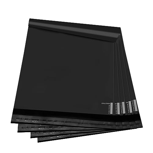 KKBESTPACK 200 große Versandtaschen aus Polymaterial, 25,4 x 33 cm, für kleine Unternehmen, selbstverschließende Versandtaschen, Schwarz von KKBESTPACK