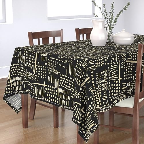 KKDJHfb Abstrakte Tischdecke, 152,4 x 274,4 cm, abstraktes Tribal (schwarz und taupe), einfacher Stoff für Outdoor, Picknick, Camping, Terrasse, Küche, Esszimmer von KKDJHfb