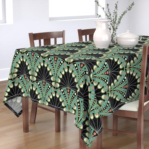 KKDJHfb Art-Deco-Tischdecke, Pfauenfedern, Eleganz, Jugendstil, geometrisch, Boheme, für Essen/Party/Hochzeit, 152,4 x 228,6 cm von KKDJHfb