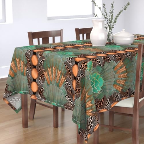 KKDJHfb Art-Deco-Tischdecke – Deko-Hopfen und Gerste, Kupfer-Patina-Flaschenverschluss, Grünspan, für Essen/Party/Hochzeit, 152 x 308 cm von KKDJHfb