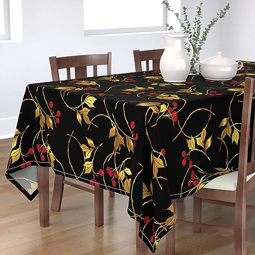 KKDJHfb Beeren-Tischdecke, 152 x 308 cm, Schwarz und Gold, Brombeeren, groß, Chinoiserie-Goldfolie für Outdoor, Picknick, Camping, Terrasse, Küche, Esszimmer von KKDJHfb