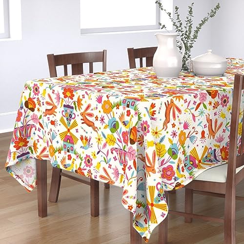 KKDJHfb Bunte Windmühlen-Tischdecke, 152,4 x 228,6 cm, Blumenleben, Frühlingskaninchen, Happy Bunny Scandi, für Essen/Party/Hochzeit von KKDJHfb