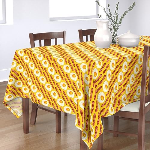 KKDJHfb Frühstücks-Kitsch-Tischdecke, Speck und Eier, Gelb, Spiegeleier, knuspriger Speck für Essen/Party/Hochzeit, 152,4 x 228,6 cm von KKDJHfb