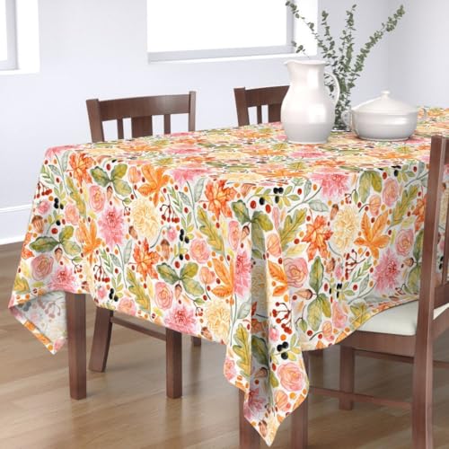 KKDJHfb Herbst-Tischdecke mit Blumenmuster, 152,4 x 228,6 cm, Herbstgarten, Beeren, Blätter, Herbst, für Essen/Party/Hochzeit von KKDJHfb