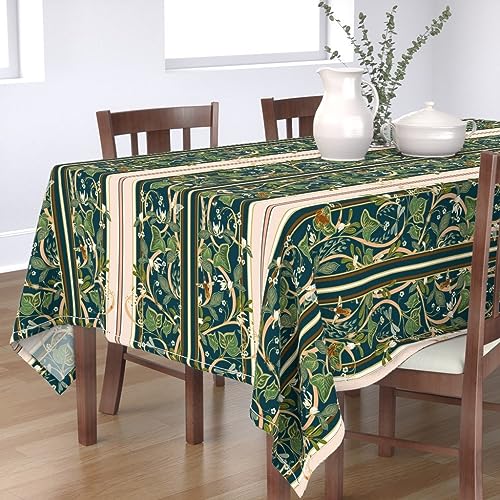 KKDJHfb Jugendstil-Tischdecke, 152,4 x 228,6 cm, Royal Garden Stripe, klassischer botanischer Garten für Outdoor, Picknick, Camping, Terrasse, Küche, Esszimmer von KKDJHfb