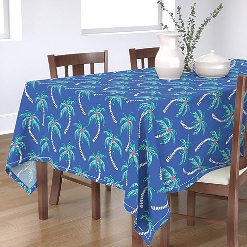 KKDJHfb Küsten-Tischdecke – Palmen auf leuchtendem Blau – Insel skurrilen Sommer, tropisch, handgezeichnet für Essen/Party/Hochzeit, 152 x 308 cm von KKDJHfb