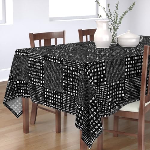 KKDJHfb Tischdecke, geometrisches Gingham-Muster, quadratisch, für Outdoor, Picknick, Camping, Terrasse, Küche, Esszimmer, 152 x 308 cm, Schwarz und Weiß von KKDJHfb