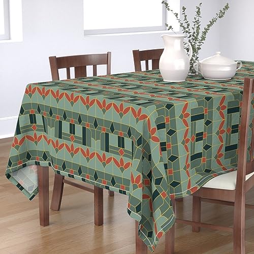 KKDJHfb Tischdecke mit Blumenmuster, Art-Deco-Buntglasfenster, Buntglas, Rost, Herbst, für Essen/Party/Hochzeit, 152,4 x 228,6 cm von KKDJHfb