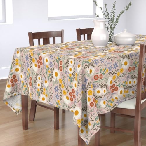 KKDJHfb Tischdecke mit Blumenmuster, britische Frühlingswiese, handgezeichnete Mohnblumen, für Essen/Party/Hochzeit, 152,4 x 228,6 cm von KKDJHfb