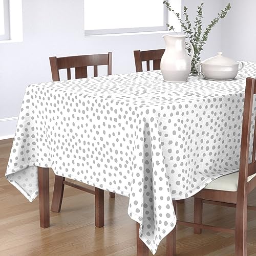 KKDJHfb Tischdecke mit Punkten, 152,4 x 228,6 cm, graue Punkte, graue Punkte, Stoff, bemalte Punkte für Essen/Party/Hochzeit von KKDJHfb