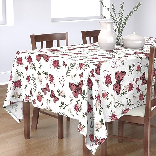 KKDJHfb Tischdecke mit Schmetterlings-Motiv, 152,4 x 308,8 cm, Rosenmotiv, für Winter, für Essen/Party/Hochzeit von KKDJHfb