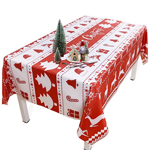 KKDJHfb Weihnachtstischdecke mit Rentier-Motiv, rechteckig, Tischdecke für Weihnachten, Urlaub, Bankett, Party, Küche, Esszimmer, 152,4 x 228,6 cm von KKDJHfb