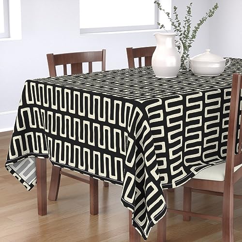 KKDJHfb Zickzack-Tischdecke, Urne in Ebenholz, griechisch inspiriert, Chevron, Schwarz, Elfenbein, für Essen/Party/Hochzeit, 152,4 x 228,6 cm von KKDJHfb