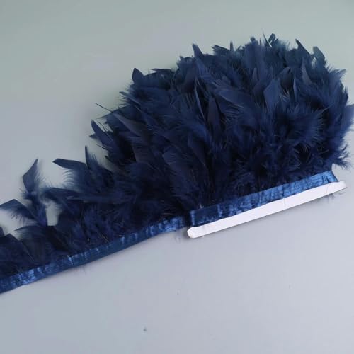 10 15 cm Federbesatz DIY Truthahnband Basteln Nähen Kleidung Party Feder Handarbeit Wohndekor Marineblau 5 Meter von KKOGF