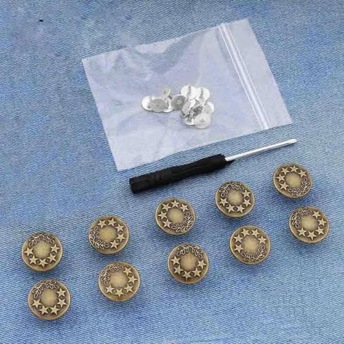 10-teiliges Ersatz-Jeansknöpfe, 17 mm, kein Nähen, Reparaturset für Metallknöpfe, ohne Nägel, abnehmbares Jeansknopf-Set, Nähzubehör, Stil 9 von KKOGF