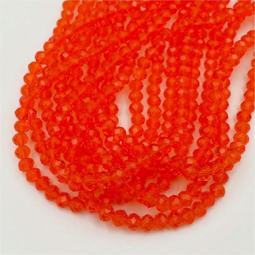 2/3/4/6/8 mm Rondelle facettierte Kristallglasperlen, lose Abstandsperlen zur Schmuckherstellung, DIY-Zubehör, orangerot, 2 mm von KKOGF