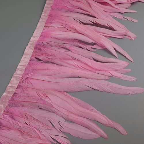 25 30 cm Hahnbesatz, Hühnerfedern, Besatz, Hahnenschwanzband, Kleid, Rock, Kostümdekoration, rosa, 10 Yards von KKOGF