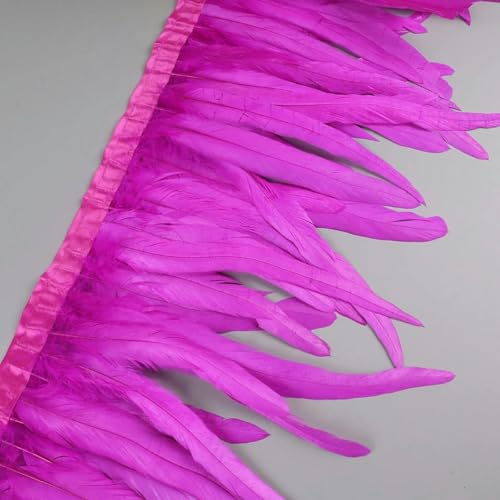 25 30 cm Hahnbesatz Hühnerfedern Borten Hahnenschwanzband Kleid Rock Kostüm Dekoration Fuchsia 10 Yards von KKOGF