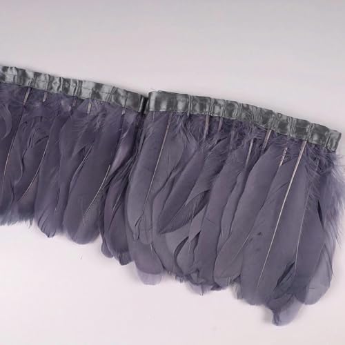 Besatzband, 2 Yards/Stück, zum Nähen, Basteln, Federn in Kleidern, Röcken, Wanddekorationen für Partykleidung, 45 grau, 2 Yards von KKOGF