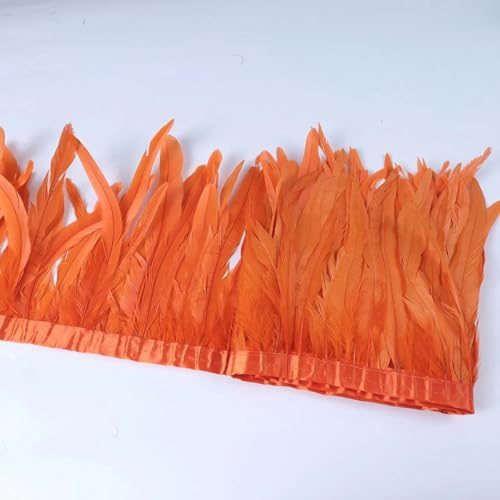 Hahnenbesatz, 2 m, Hahnenschwanz, DIY-Bastelarbeiten für Kleidung, Bandzubehör, orange, 25–30 cm von KKOGF