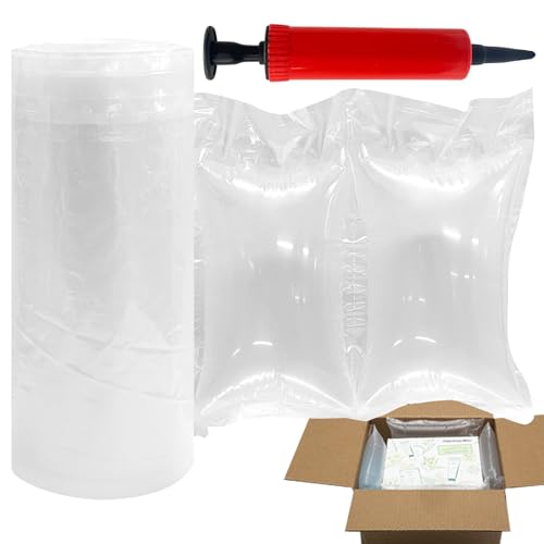 Luftkissen für den Versand, 25 m/210 Stück, Verpackungsfolie mit Pumpe, aufblasbare Luftverpackungsbeutel für Verpackungen, Umzugskartons, Taschenform, Alternative zu Erdnüssen, 12 x 20 cm von KKONHII