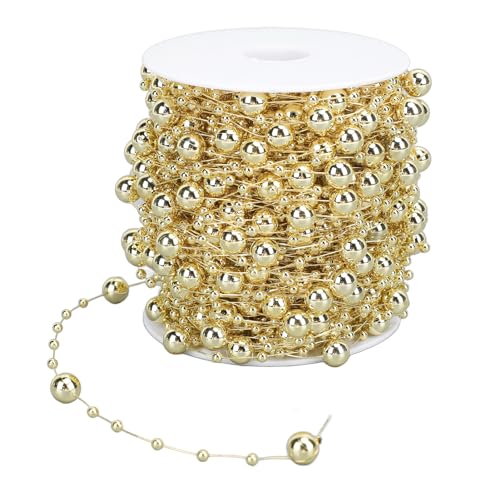 1 Rolle Perlenkette, Künstlicher Perlenstrang, Zierschnur Blumenkranz, Hochzeitsstrauß, Party-Dekoration (Gold) von KKPLZZ