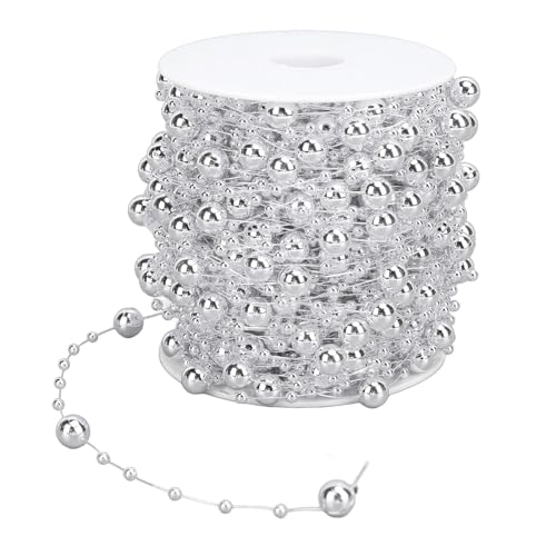 1 Rolle Perlenkette, Künstlicher Perlenstrang, Zierschnur Blumenkranz, Hochzeitsstrauß, Party-Dekoration (Silber) von KKPLZZ