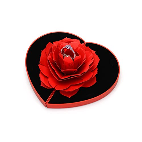 KKPLZZ 3D Rose Ring Box Verlobungsring, Kreative Schmuckschatulle Romantische Ringbox Geständnis Reiseantrag Ring Armband Geschenketui von KKPLZZ