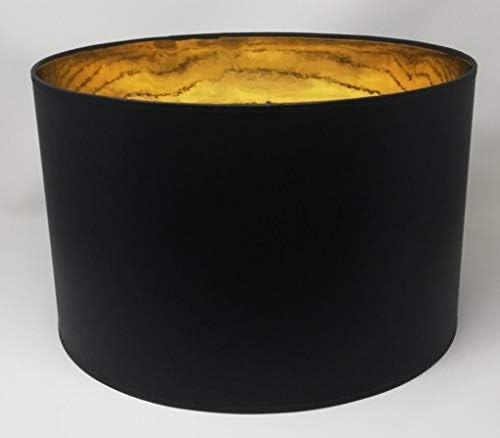 Lampenschirm Zylinder Form Schwarz Stoff Gold Futter Handarbeit Verschiedene Größen Deckenanhänger - Tisch Lampenschirm Zylinder Form Schwarz Stoff Gold Futter Handarbeit Verschiedene Größen Deckenanhänger - Tisch von KKPW