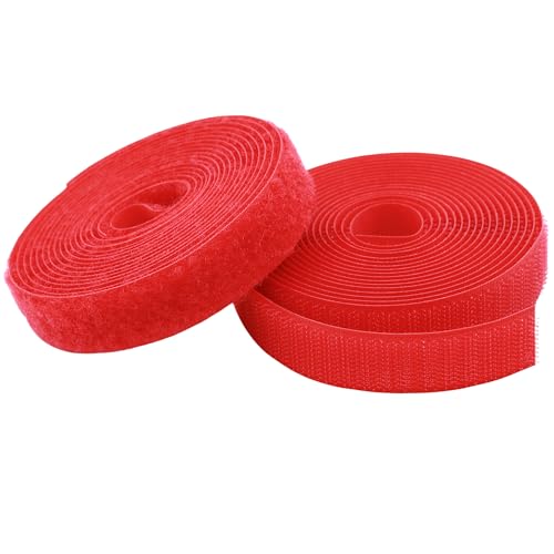 KLEBASTO Klettband zum nähen | SET Hakenband und Flauschband | Klettverschluss zum nähen | Hohe Verschlusskraft (Rot, 20mm x 3 m) von KLEBASTO