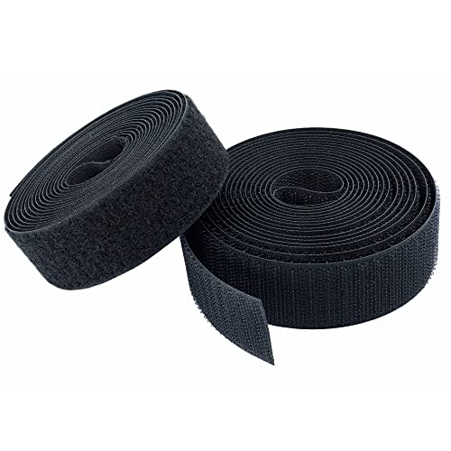 KLEBASTO Klettband zum nähen | SET Hakenband und Flauschband | Klettverschluss zum nähen | Hohe Verschlusskraft (Schwarz, 10mm x 25 m) von KLEBASTO