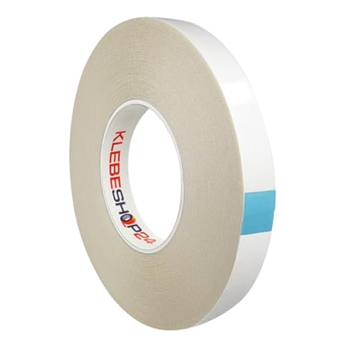 KLEBESHOP24 Doppelseitiges Klebeband | PET-Folienklebeband | 50 m auf Rolle | Breite wählbar | Transparent | Sehr stark / 6 mm x 50 m von KLEBESHOP24