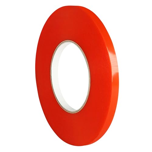 KLEBESHOP24 Doppelseitiges Klebeband aus PET-Folie - Montageband transparent - mit roter Abdeckung - ideal für Handy Reparatur / 12 mm x 50 m von KLEBESHOP24